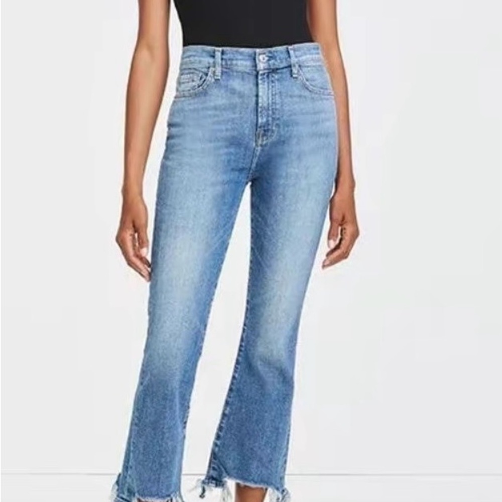 7 For All Mankind high waist slim kick Cropped Flare Jeans
